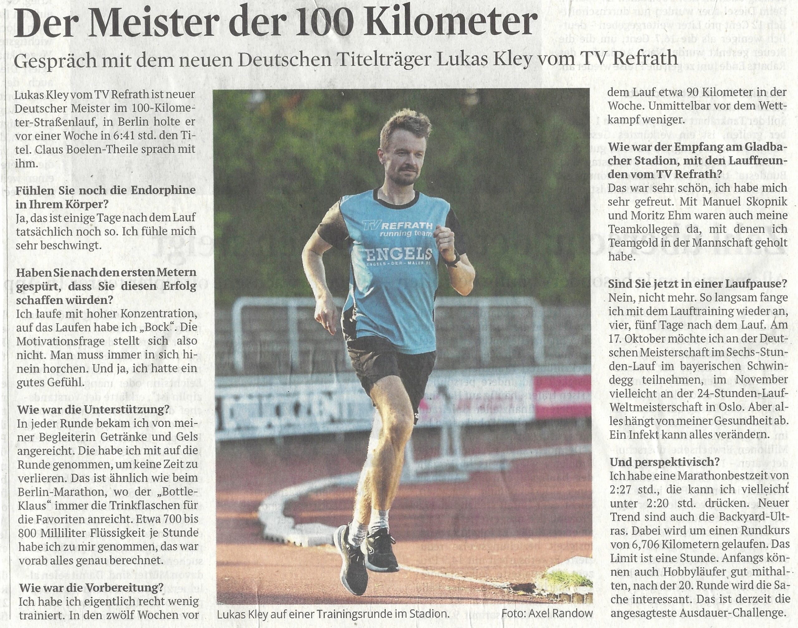 Der Meister der 100 km – Gespräch mit dem neuen deutschen Titelträger Lukas Kley vom TV Refrath